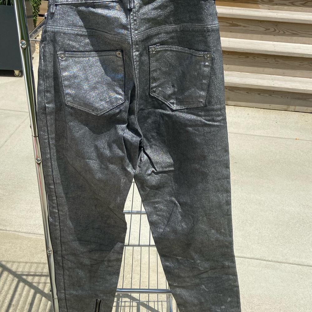 Metallic silver pants
